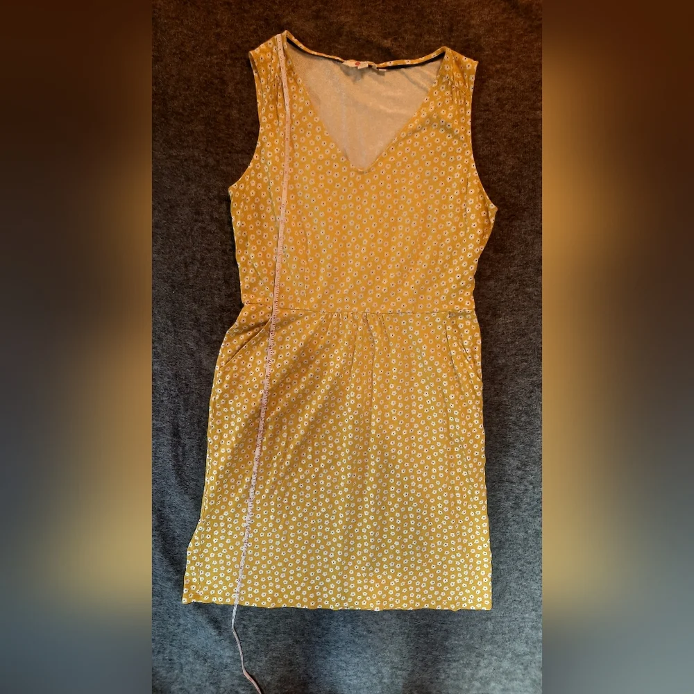 Boden Dress Womans 12 Yellow Floral Sleeveless Classic Preppy Pockets Spring